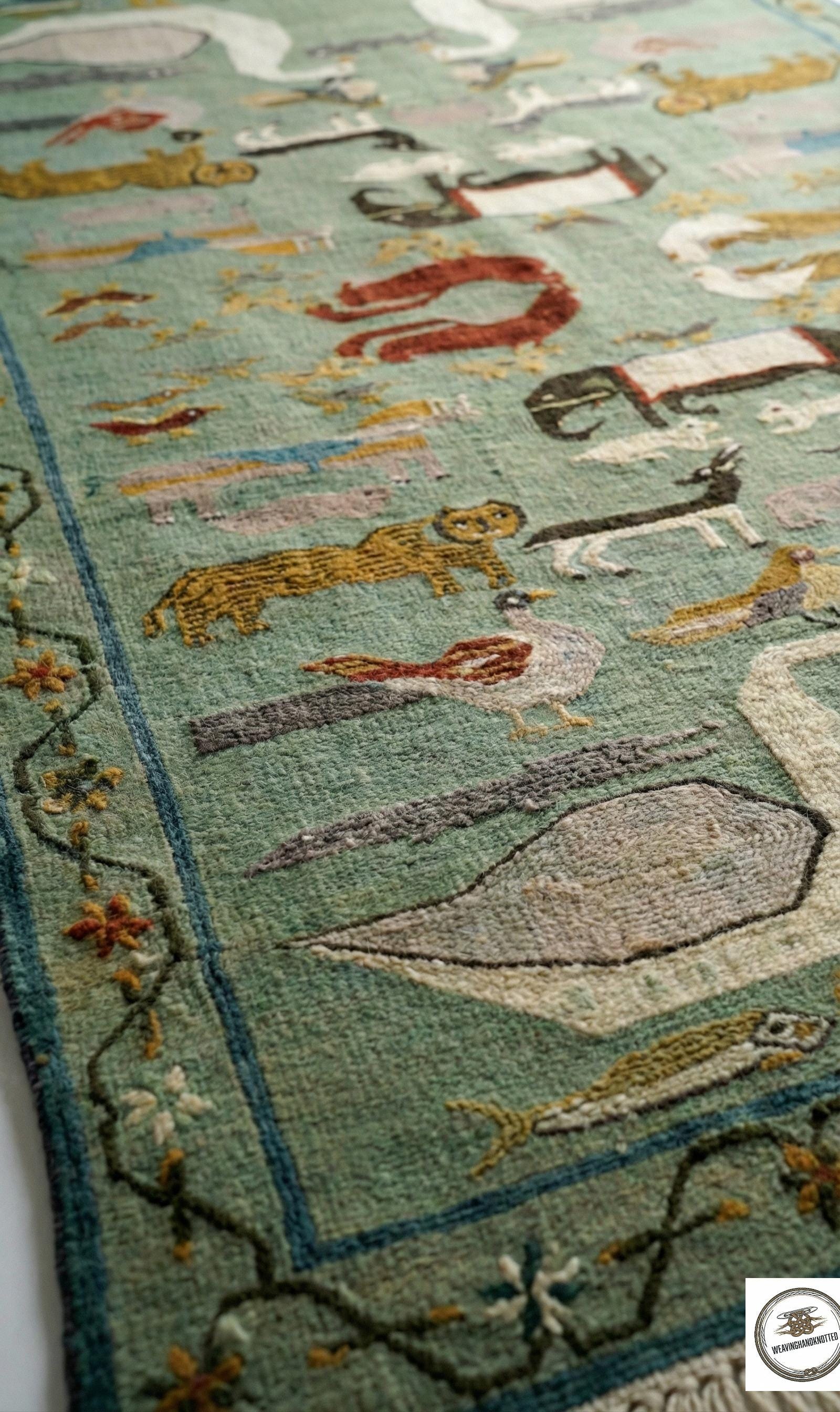 Handwoven Animal Motif Rug – Vintage Scandinavian Folk Art Carpet - Etsy