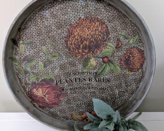 Bandeja redonda decorativa de crisantemos