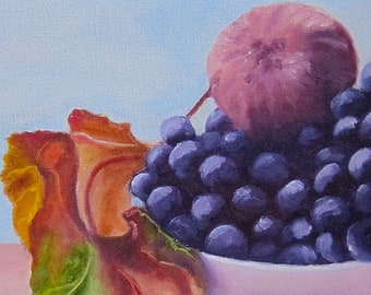 Daily Painting 07 - Fig and Grapes - free shipping