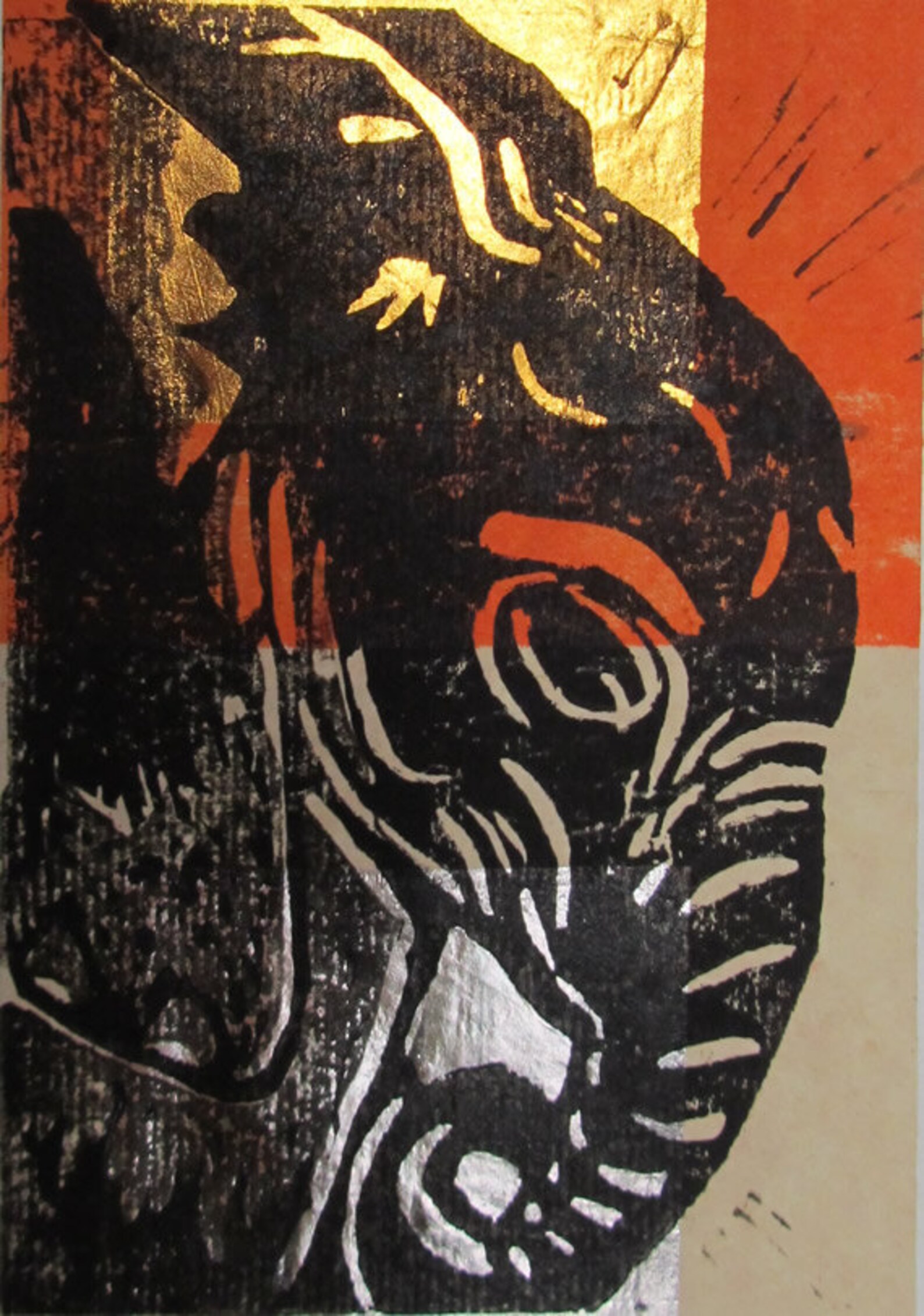 Elephant Linocut Collage Free Shipping Etsy UK