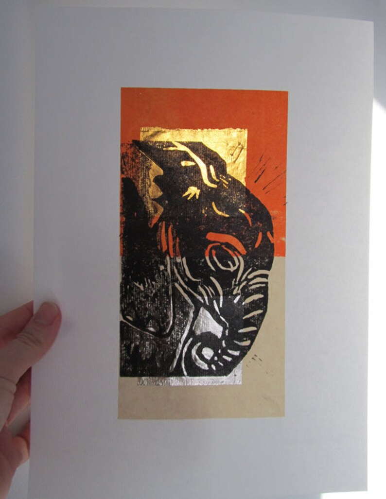 Elephant Linocut Collage Free Shipping Etsy UK