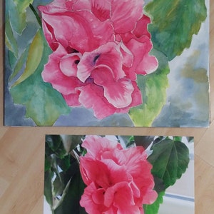 Hibiscus Flower Original watercolor free shipping image 3