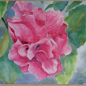 Hibiscus Flower Original watercolor free shipping image 2