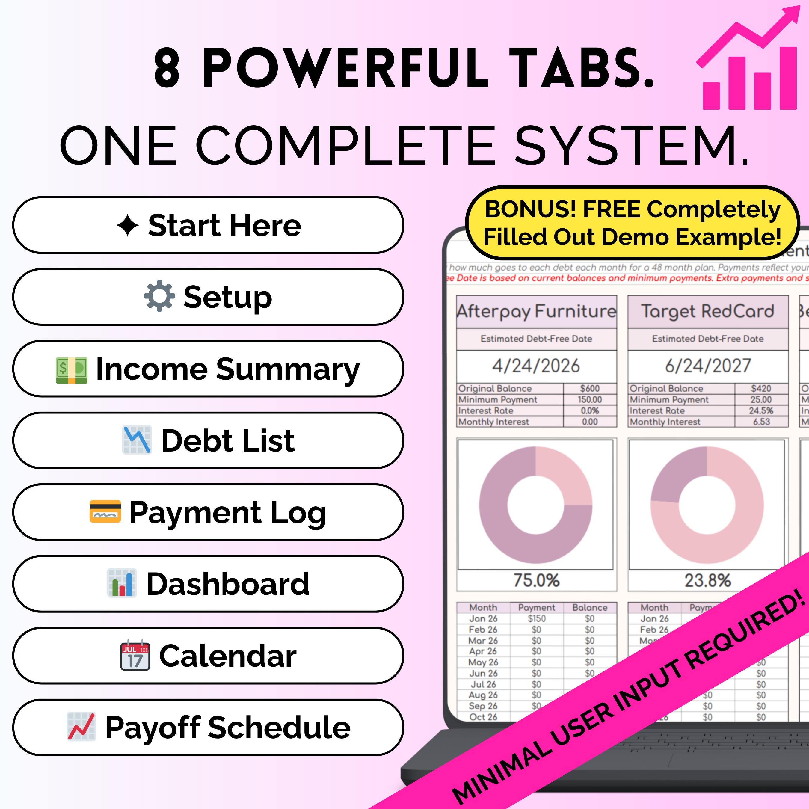 Debt Payoff Tracker Pink | Google Sheets Debt Snowball Spreadsheet ...