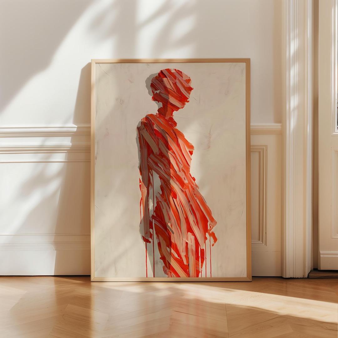 Abstract Red Figure Painting Print | Modern Feminine Wall Art, Bold ...