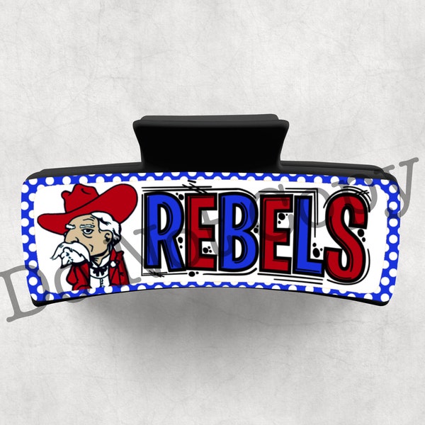 Red Blue Rebels, Lg Hair clip File, fits 3.9 inch blank, PNG File, Sublimation Design, Ready to Print, Instant Download