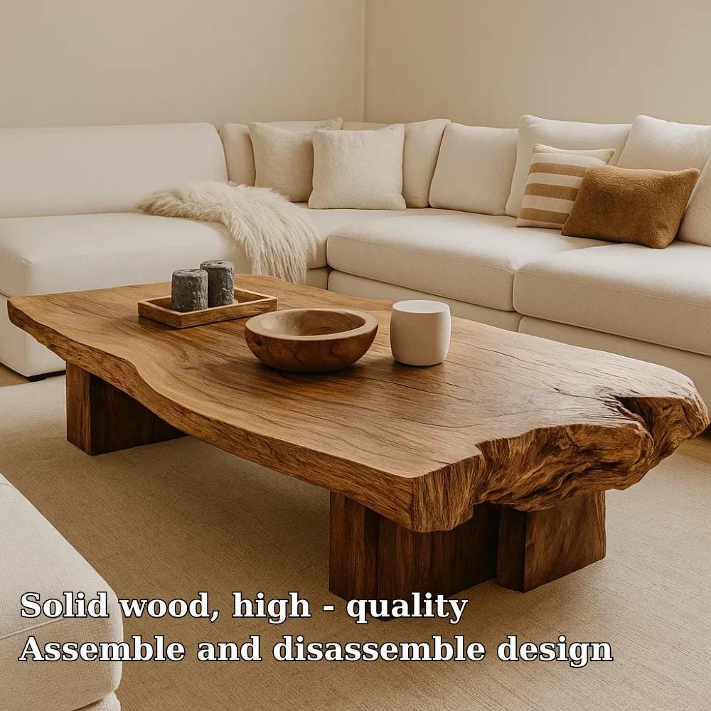 Handcrafted Solid Wood Coffee Table – Live Edge Organic Design for ...