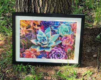 Framed Diamond Painting of Succulents