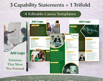 GovCon Capability Statement Bundle | Trifold Brochure (Editable Canva Templates)