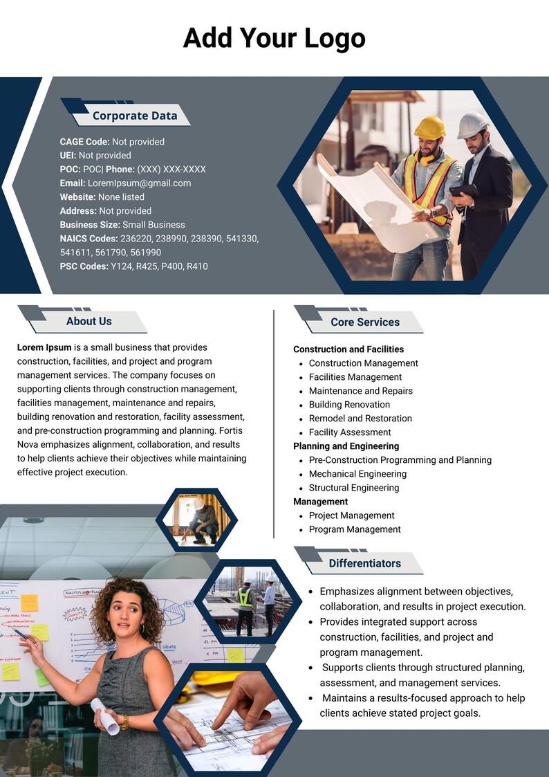 Construction Contractor Capability Statement Template | Government ...