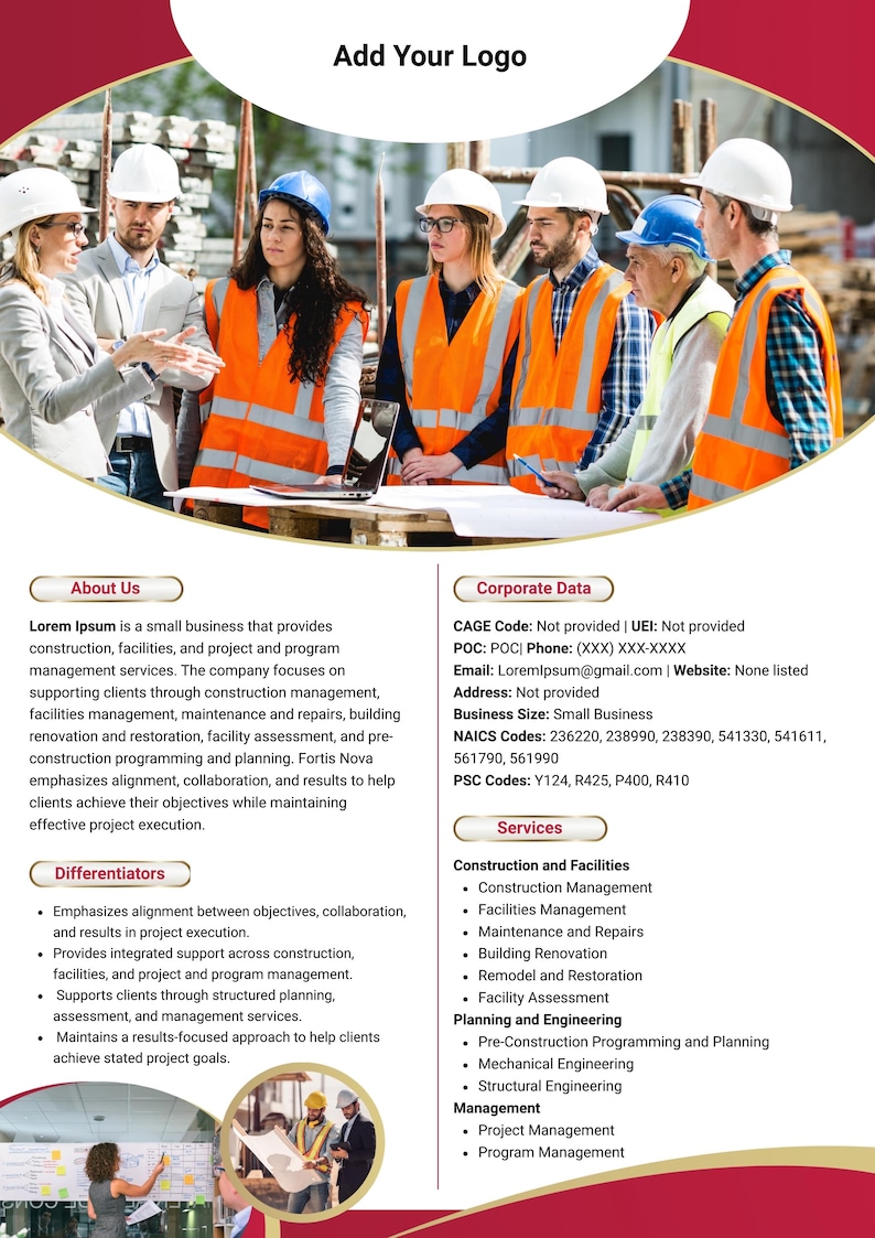 Construction Contractor Capability Statement Template | Government ...