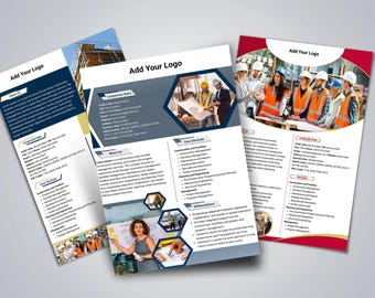 Construction Contractor Capability Statement Template | Government Contracting Company Profile | Canva Editable Template