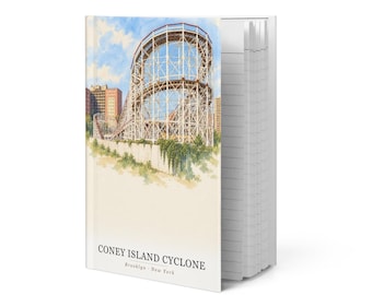 Coney Island Cyclone Watercolor Hardcover Journal | Brooklyn, NY Notebook | Travel Gift
