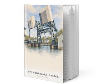 Mystic River Bascule Bridge Watercolor Hardcover Journal | Mystic, Connecticut Notebook | Travel Gift