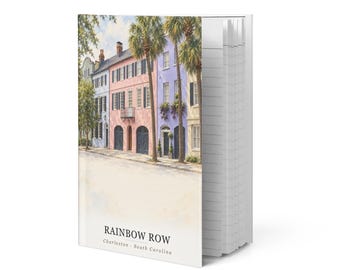 Rainbow Row Watercolor Hardcover Journal | Charleston, South Carolina Notebook | Travel Gift