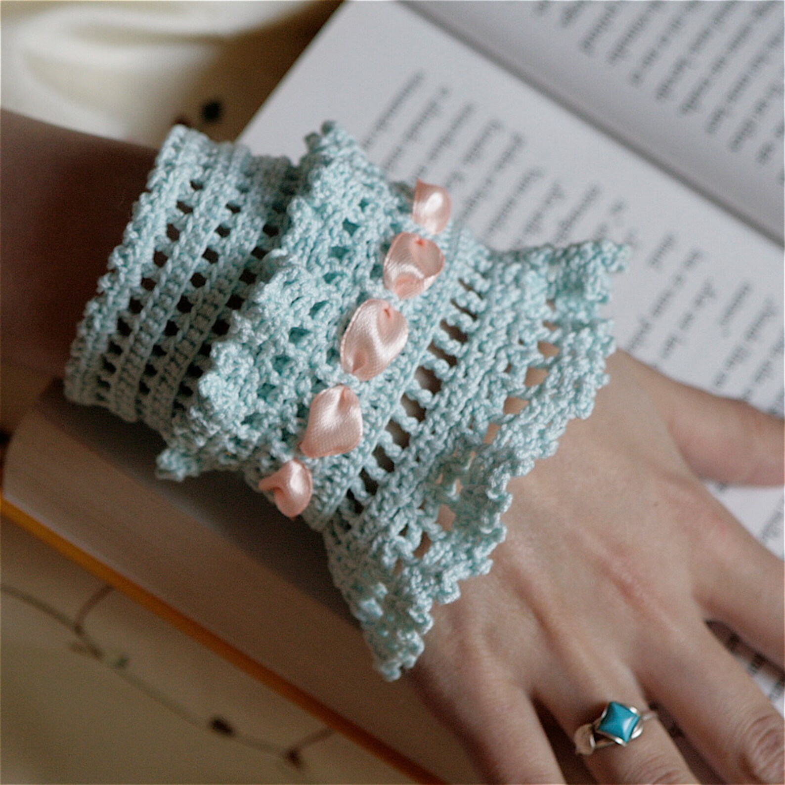 Crochet Layered Lace Cuff PDF PATTERN Etsy