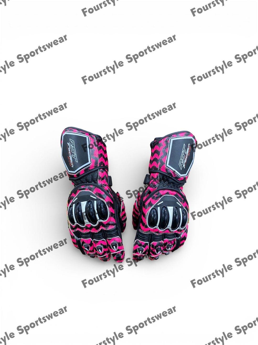 Pink Rst Gear Pink & Black Leather Motorcycle Gloves: RST Track Tech Evo, Hard ...