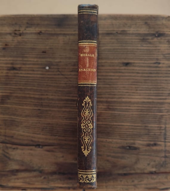 1854 French Catholic Morality Book | Antique Leather Binding, Gilt Decor - 19th Century