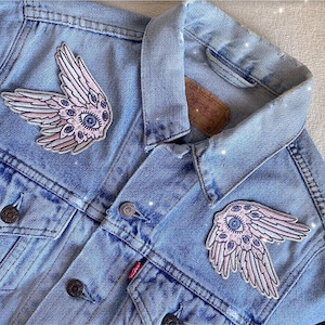 Biblically Accurate Angel Wings Patch Set, Seraphim Eyes Iron On Applique, Eldritch Horror Sew On Badge, Gothic Angel Jacket Decal