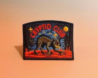 Cryptid Club Chupacabra Patch, Spooky Paranormal Iron On Applique, Cryptozoology Badge