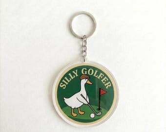 Funny Golf Keychain, Silly Golfer Gag Gift, Novelty Golf Bag Charm, Humorous Sports Keyring, Golf Lover Gift for Dad and Husband