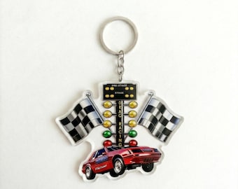 Personalized Drag Racing Custom Photo Keychain, Acrylic Car Keyring, Racing Lover Gift for Him, Car Enthusiast Boyfriend Gift, Auto Charm