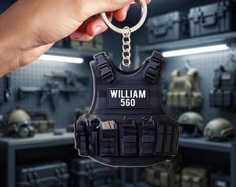 Personalized Police Keychain, Custom Badge Number Keyring, Police Officer Retirement Gift, Law Enforcement Academy Graduation Bag Tag