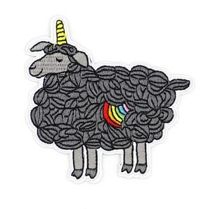 Black Sheep Rainbow Embroidered Patch, LGBTQ Pride Iron On Applique, Misfit Weirdo Sew On Badge, Neurodivergent Outcast Jacket Decal