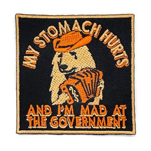 My Stomach Hurts Dog Patch, Funny IBS Iron On Applique, Sarcastic Puppy Sew On Badge, Relatable Dog Lover Jacket Decal
