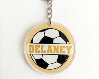 Personalized Football Name Keychain, Custom Sports Ball Keyring, Football Player Bag Tag, Boys Sports Team Gift, Coach or Soccer Dad Gift