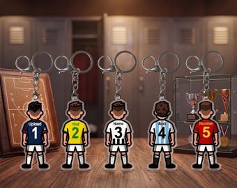 Personalized Football Name Keychain, Custom Football Bag Tag for Players, Football Coach Gift, Sports Team Spirit Keyring, Football Gear
