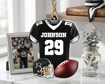 Custom Acrylic Football Keychain, Personalized Football Bag Tag, Sports Team Gift for Players, Football Coach Gift, Custom Name Keyring