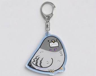 Custom Pizza Pigeon Keychain, Personalized Funny Bird Lover Gift, NYC Street Style Keyring, Sarcastic Animal Charm, Cute Foodie Pizza Gift