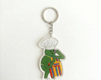 Personalized Green Chef Keychain, Custom Culinary Student Keyring, Cooking Lover Gift, Sous Chef Accessory, Culinary Grad Keepsake