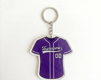 Llavero personalizado de camiseta de béisbol, etiqueta personalizada para bolsa de béisbol con nombre y número, llavero para equipo de niños, regalo de fin de temporada para entrenador, mamá de béisbol