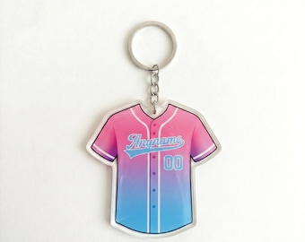 Custom Gradient Baseball Jersey Keychain, Personalized Name Number Sports Bag Tag, Boys Team Keyring, End of Season Coach Gift, Baseball Mom