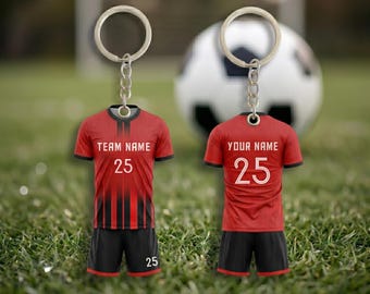 Custom Soccer Jersey Keychain, Personalized Football Bag Tag, Boys Girls Team Keyring, End of Season Coach Gift, Soccer Mom Backpack Tag