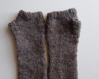 Knitted Brown Glittered Fingerless Gloves