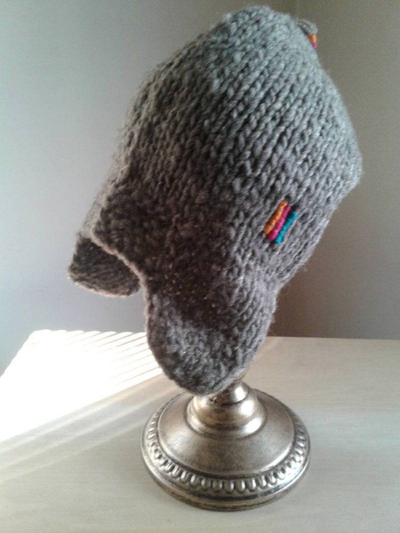 Gray wool hat with ear flaps