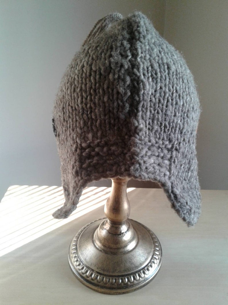 Gray wool hat with ear flaps