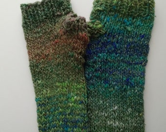 Green, Blue and Red Fingerless Gloves