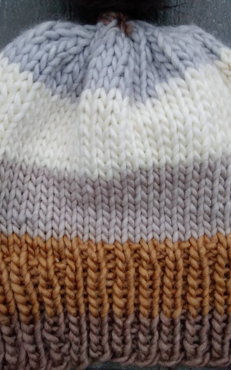 Hand Knitted Brown Gray Hat