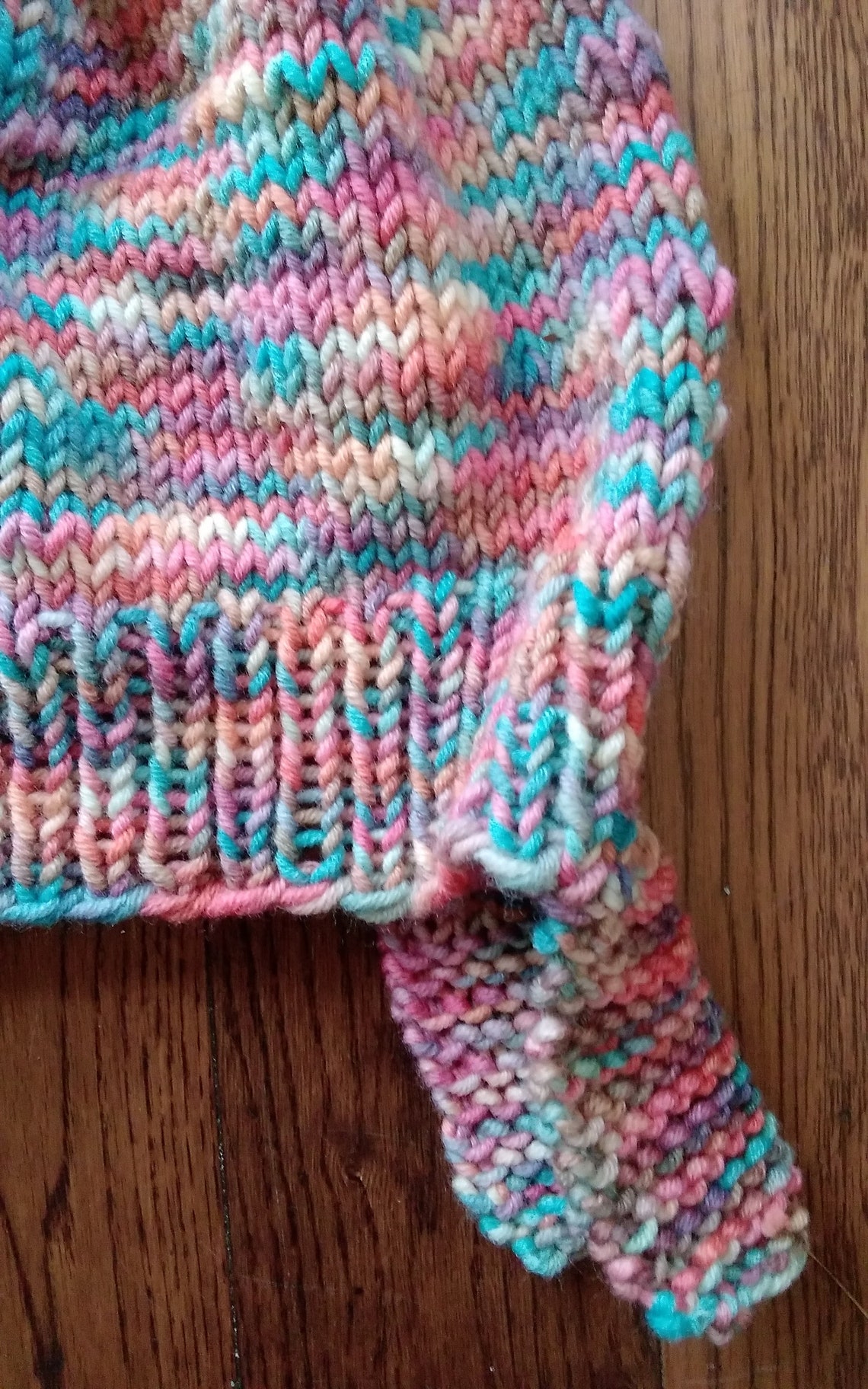 Gestrickte Pastell rosa und grüne Klappenmütze | Etsy