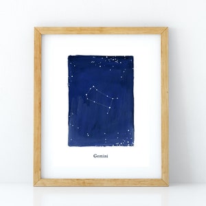 Gemini constellation, printable wall art, stars, cosmos, astronomy, zodiac