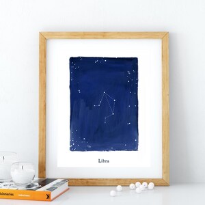 Zodiac, Libra constellation, stars, cosmos, printable wall art, astrology