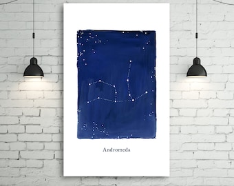 Andromeda constellation, printable wall art, stars, cosmos, astronomy, zodiac, science art print