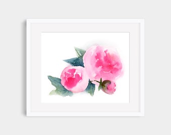 Watercolor Roses Wall Art, Peonies, Printable Art, instant download,