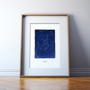 Zodiac, Virgo constellation, stars, cosmos, printable wall art, astrology, astronomy
