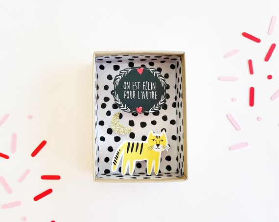 One is feline for the other message box (Medium model) / matchbox / miniature diorama / Decorative Matchbox / Message love