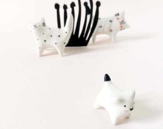 Small miniature ceramic cat, ceramic animals, woman gift, children's room decoration, birth gift, Christmas